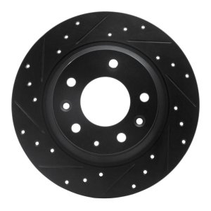 Ford Fusion Brake Rotor (1) - Rear Left - R1 Concepts - Drilled & Slotted - Black - `98-`15